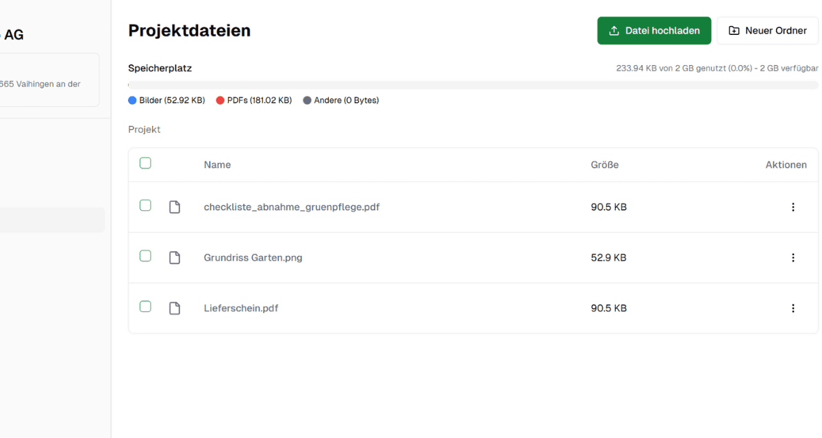 Dateien verwalten in Clean Invoice